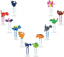 Marcador de livro fofo, 12 peças de clipes de papel de animais adoráveis exclusivos para estudantes que leem escritório (dinossauros)