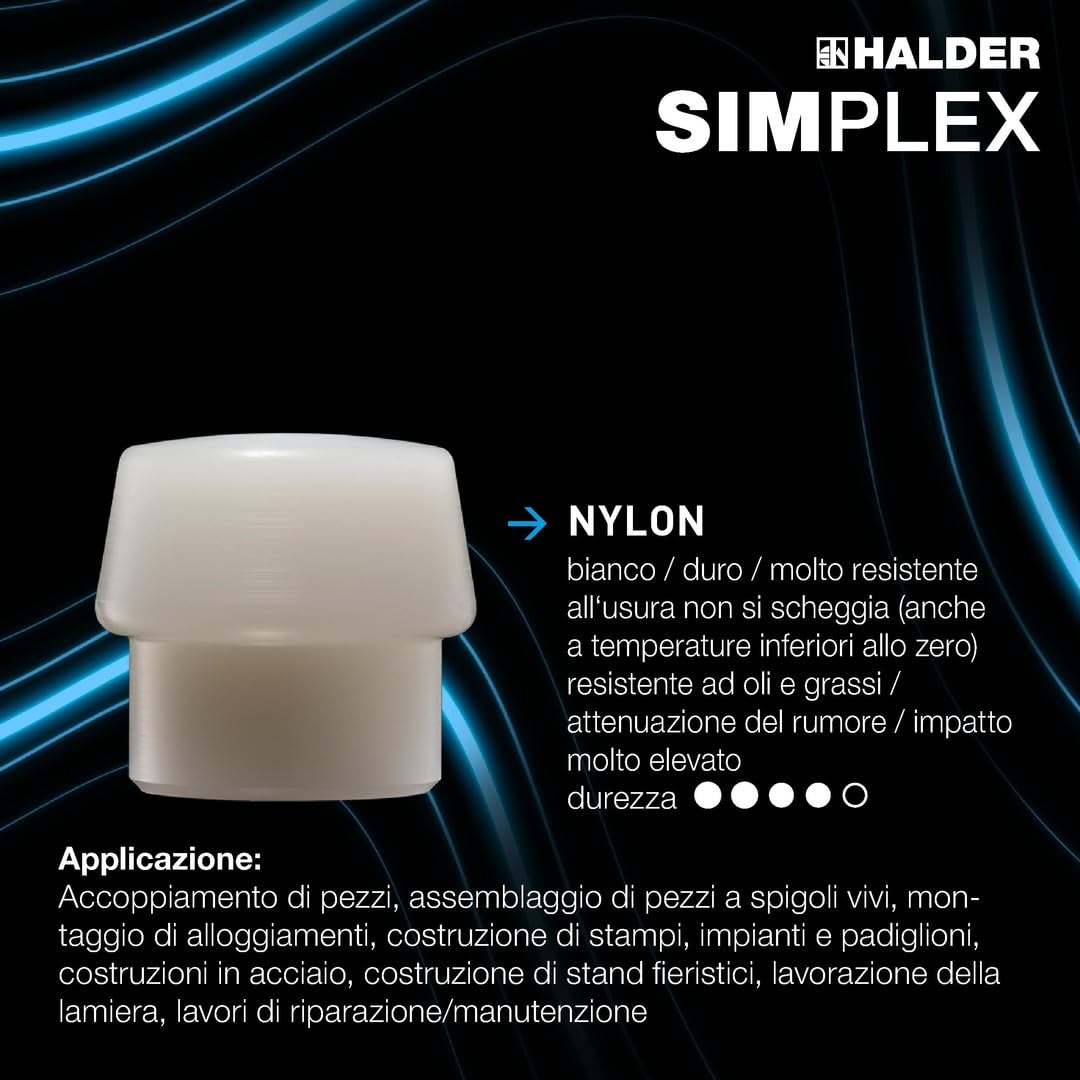 HALDER 3028.050 - Maza de goma + nylon Simplex Ø 50 mm