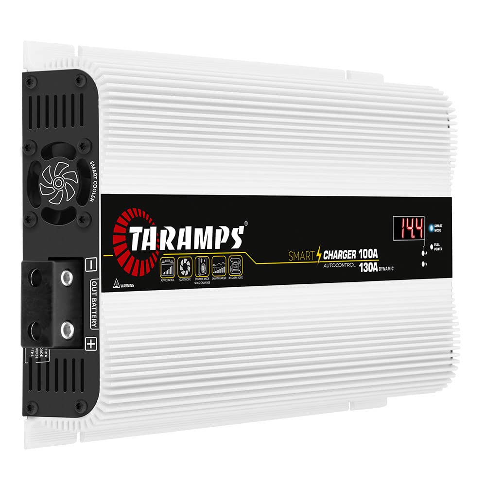 Taramps inteligentna ładowarka 100/130 A ładowarka akumulatora 130 A tryb dynamiczny zasilacz samochodowy system audio 1850 watów maksymalna moc wyjściowa biwolt automatyczny 127/220VAC