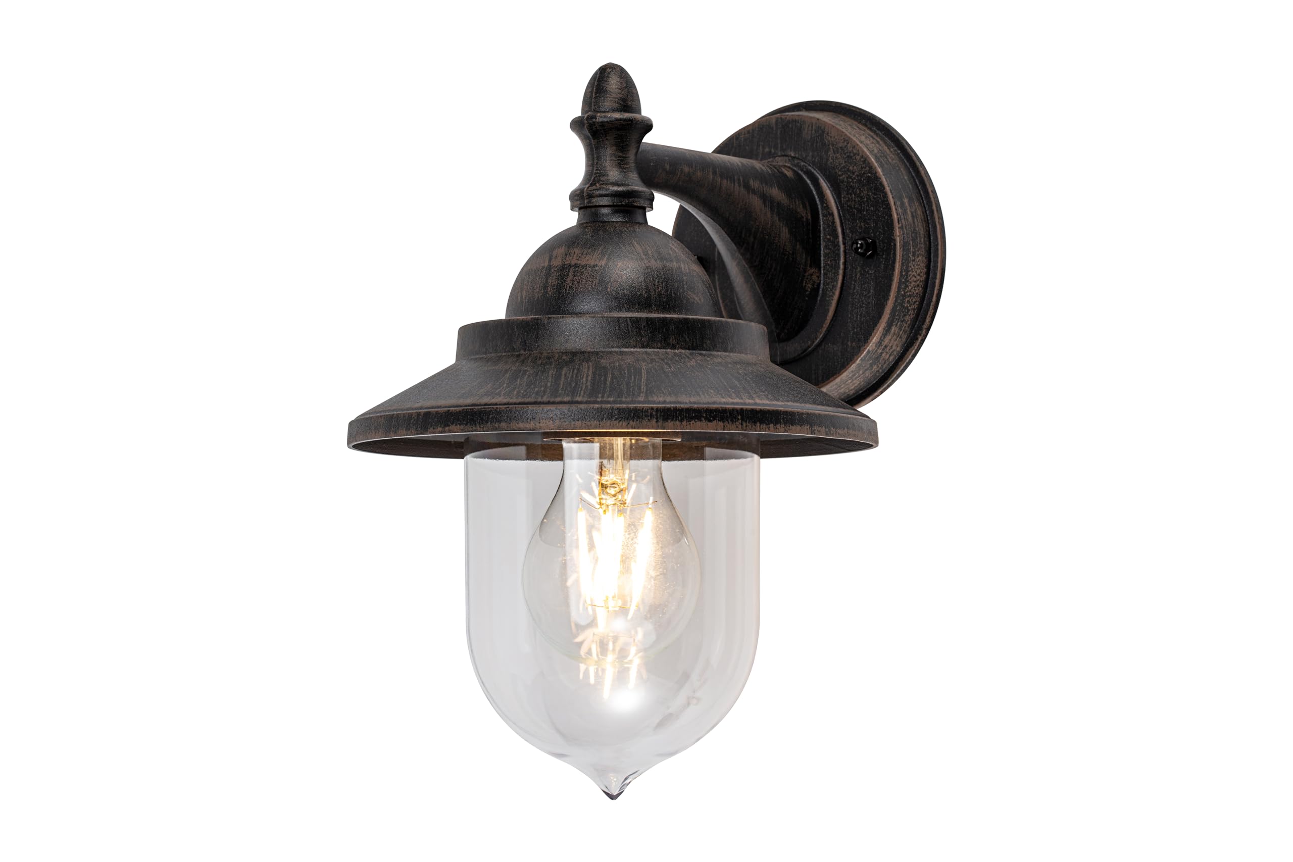 CGC Lighting applique da esterno Lanterna decorativa da giardino con vite standard E27, per portico (Bronzo antico)