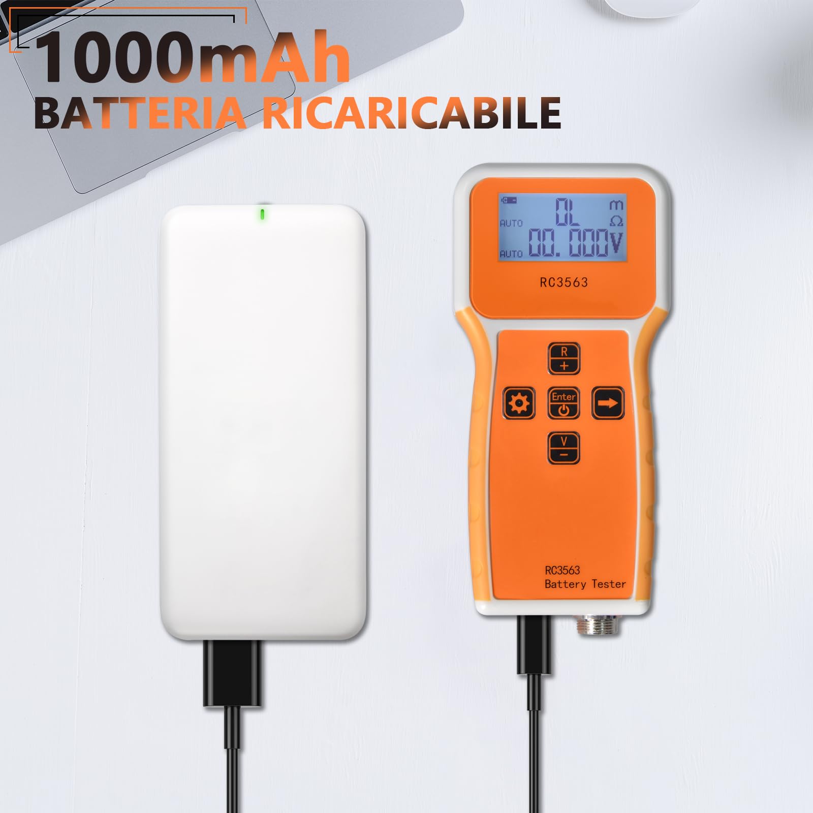 Tester di Resistenza Interna Batteria 1uΩ~200Ω/0~±100VDC, Misuratore Tensione e Resistenza Interna per Acido al Piombo, Ioni Litio, Fosfato Ferro Litio