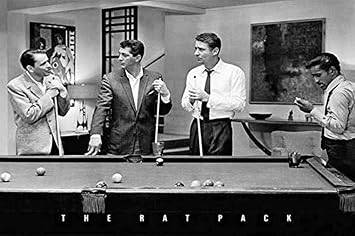 BUY ART FOR LESS Officially Licensed The Rat Pack Playing Pool Photograph Art Poster - 36 x 24 Inch - Decorative Print - Poster Paper - Ready to Frame