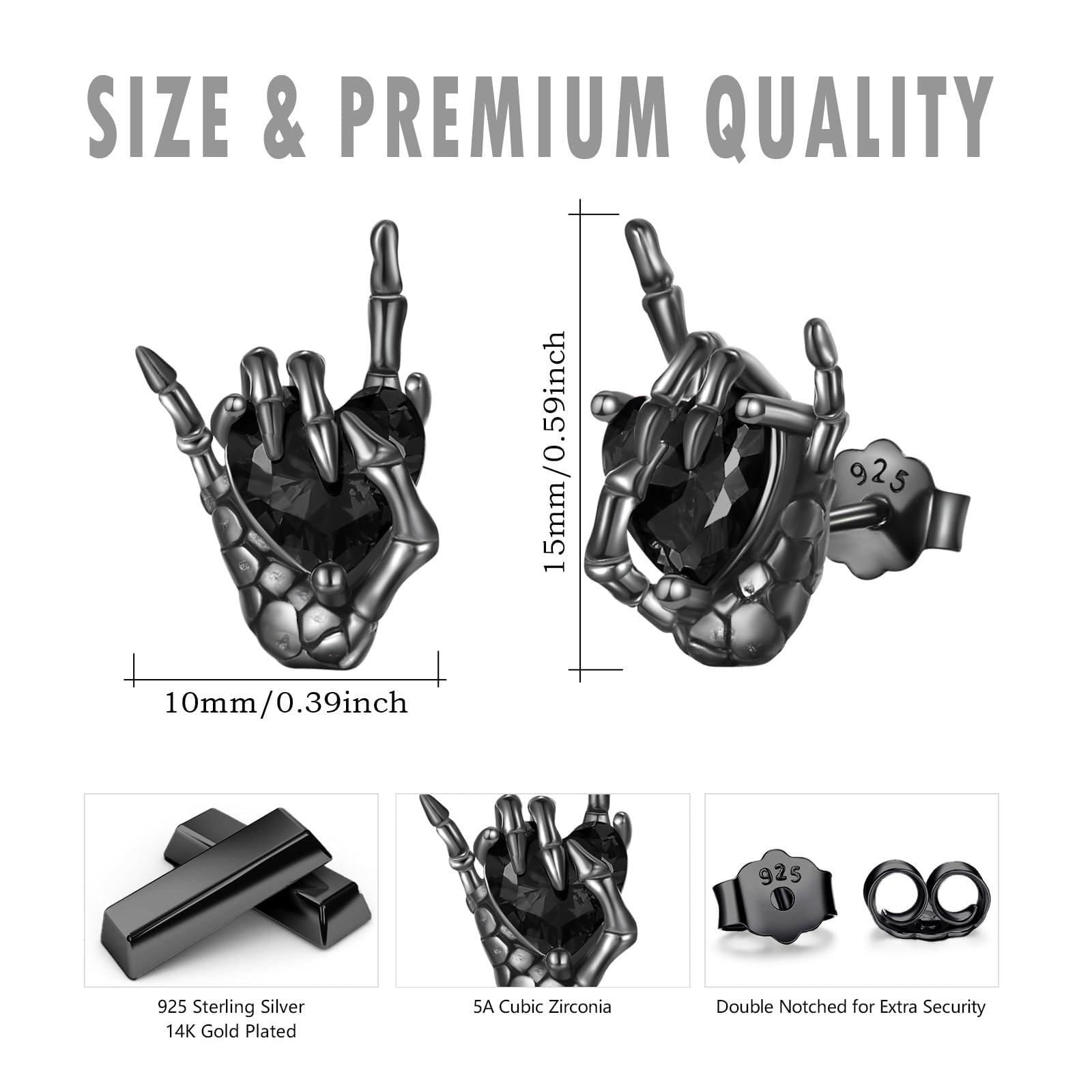 Skelett-Hand-Ohrringe für Damen - 925er Sterlingsilber, Gothic-Stil, Retro-Schmuck - Geschenke für Frauen