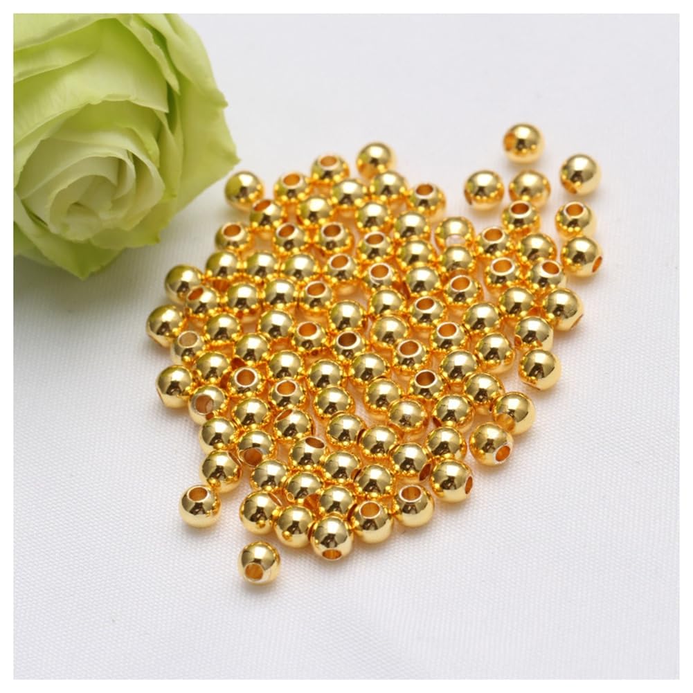 Perles rondes plaquées or lisses et durables pour la création de bijoux chics