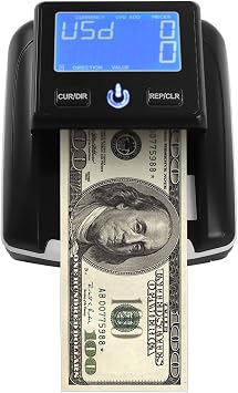 Automatic Counterfeit Bill Detector, Money Detector and Counter with UV, MG, IR, Size and Image Money Marker Bill Detector Detection for Small Businesses Stores