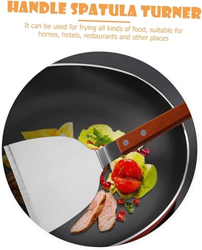 Miniatura 8 de Mango de madera Filete de cocina Espátula de acero inoxidable Turner Grill Herramienta de corte