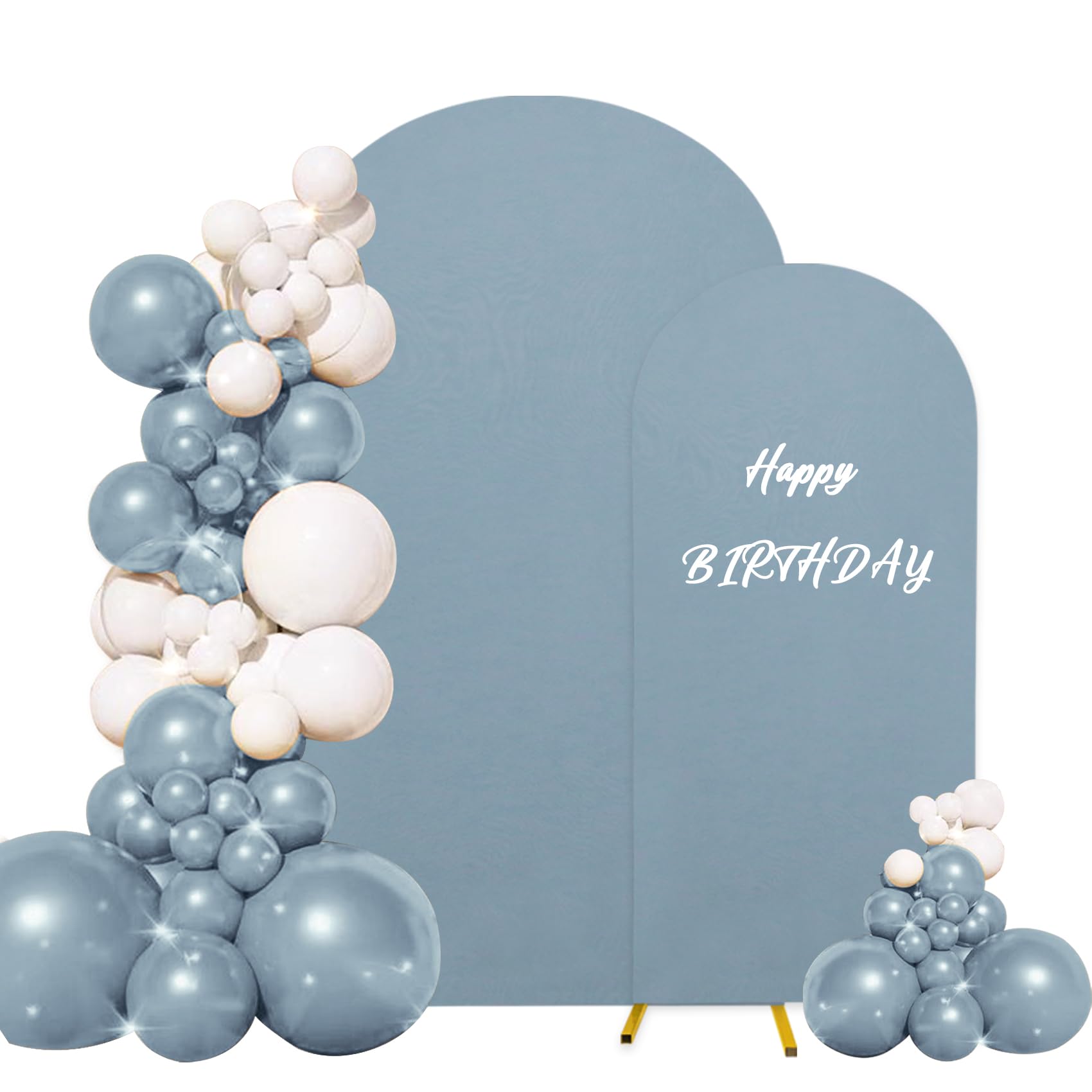 Set of 2 Wedding Arch Stand Cover Round Top Spandex Fitted Arch Cover for Baptism Birthday Party Baby Shower Wedding Arch Stand Decoration（7.2FT, 6FT,