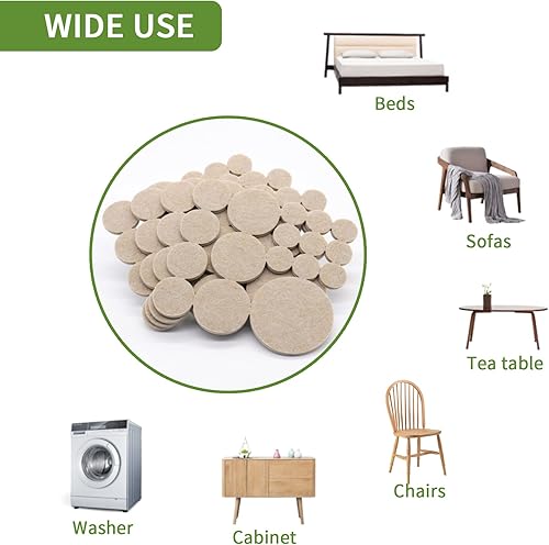 Vista 21 de Almohadillas de fieltro para muebles de madera dura, 68 unidades, almohadillas de muebles, protectores de suelo para pisos de madera dura