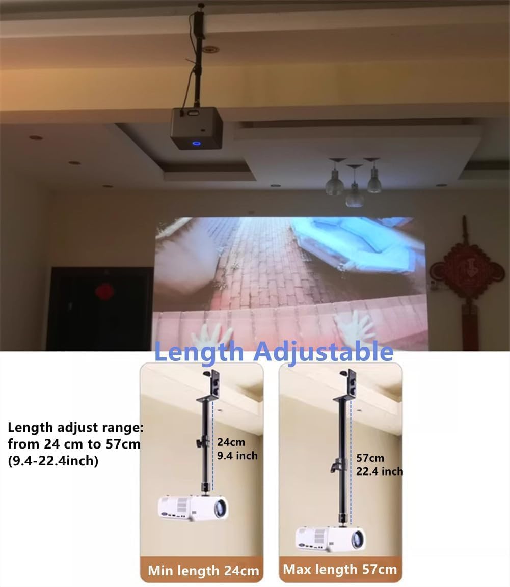 Adjustable Long Arm Projector Ceiling Mount Stand, Universal Desktop Overhead Camera Mount, Metal Projector Hanging Mount for Aurzen Nebula XGIMI AuKing and Most Mini Projectors, Webcams & Cameras