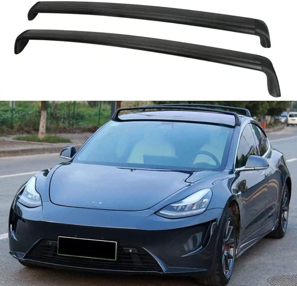JIABAOCA 2pcs Car Roof Rack Cross Bars for Tesla Model 3 2019-2021, Aluminium Rooftop Luggage Holder Rail Rack Cross Bars Transporting Storage Car Accessories
