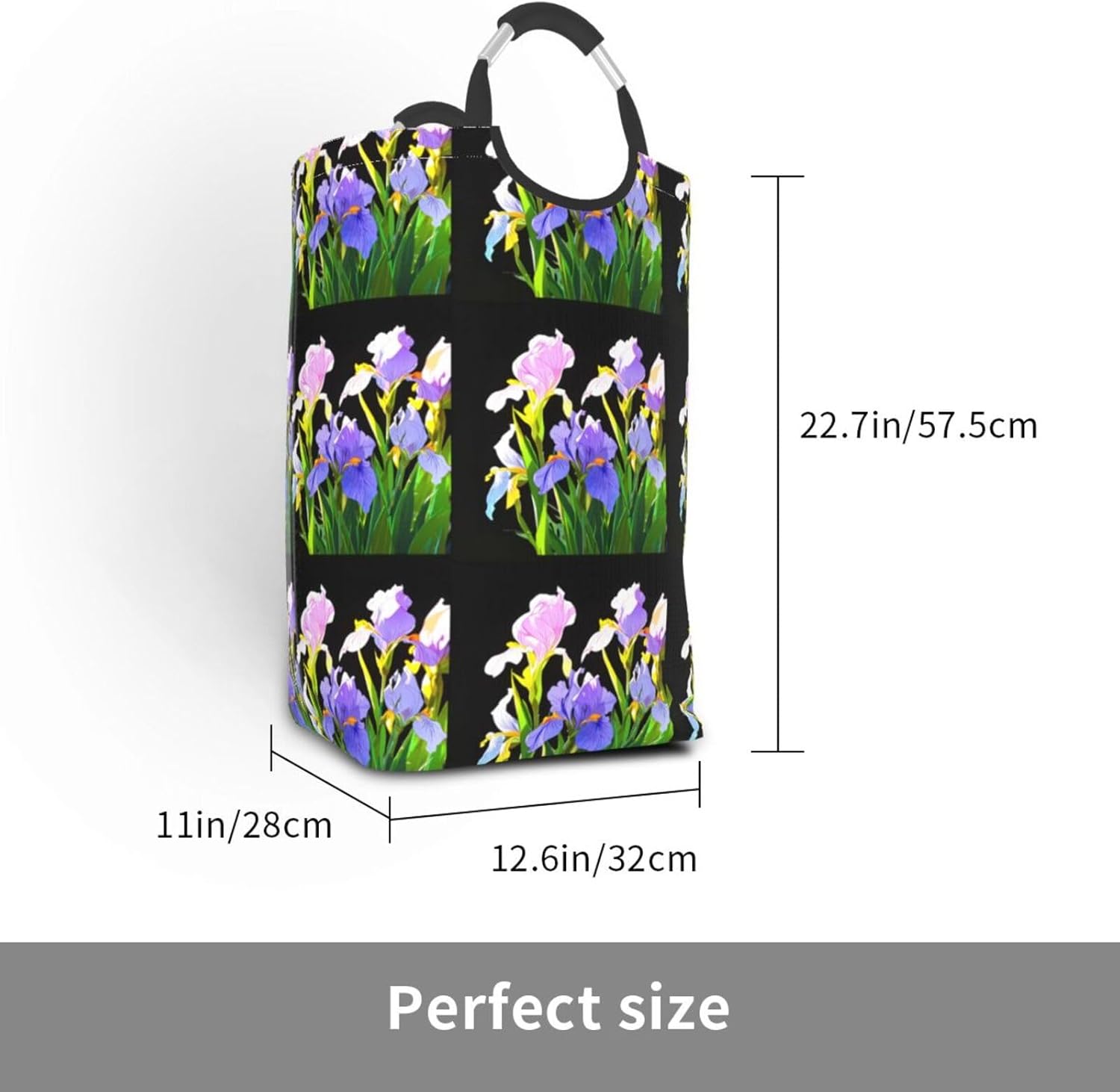 Iris flowers in the sun Foldable storage bag, 50L capacity, suitable for laundry room, dormitory bedroom, dirty clothes storage basket.