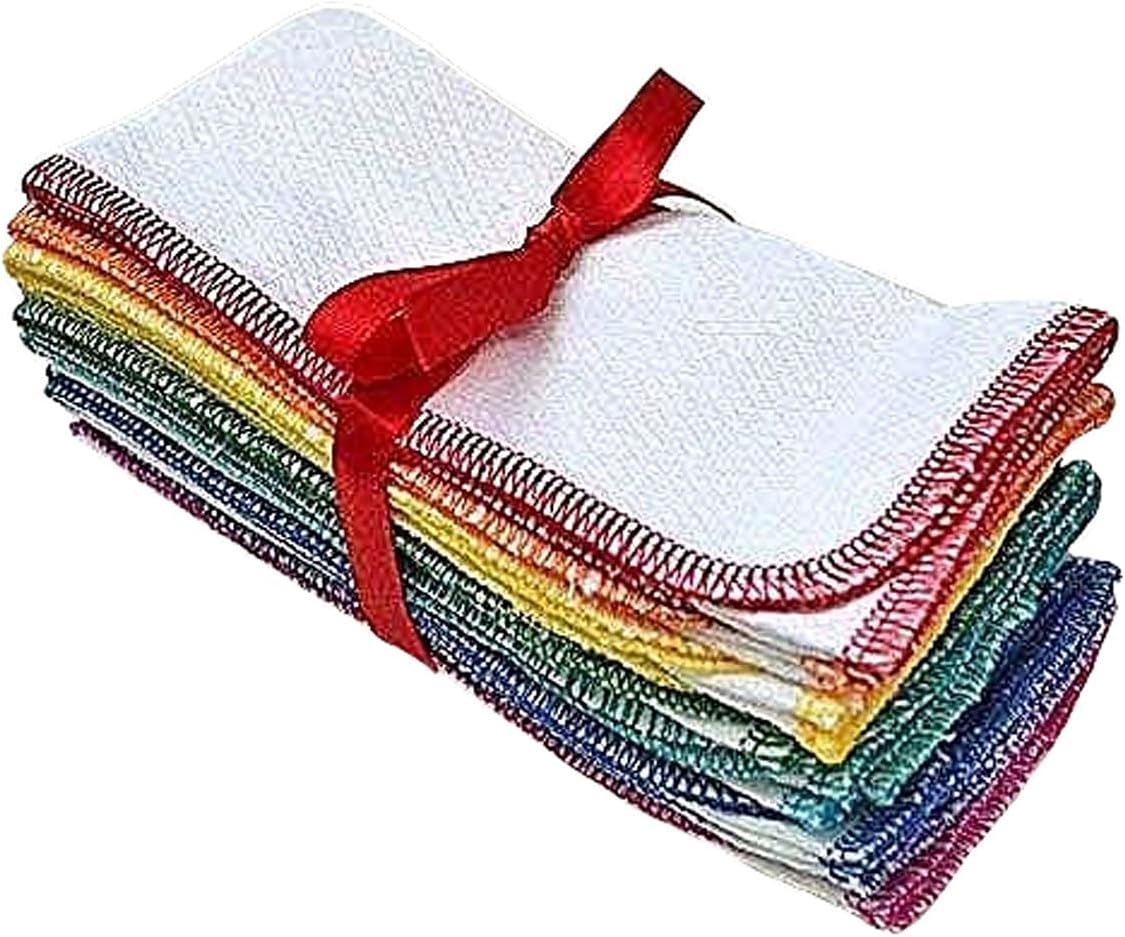 1 Ply 11x12 Inches White Cotton Birdseye Paperless Towel Rainbow Assortment- Proudly Made in the USA!