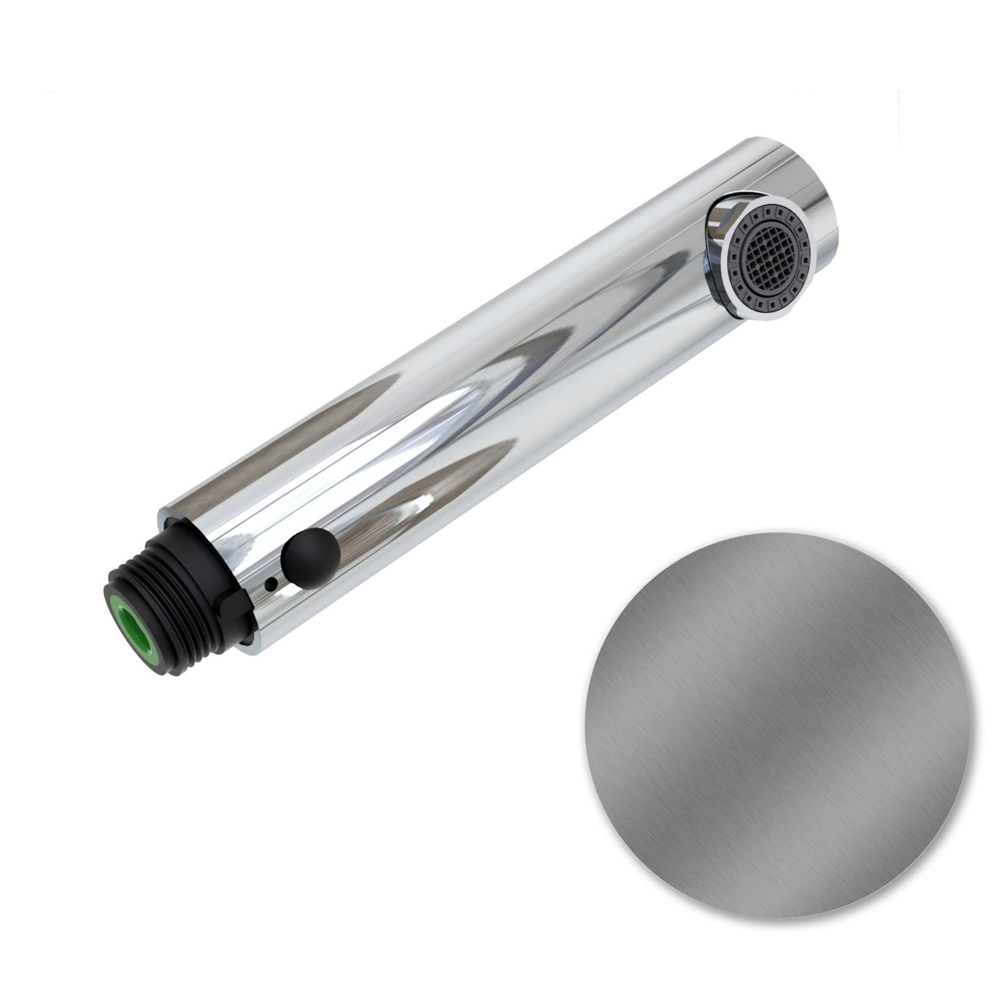 Cabezal de ducha para grifo de diseño de tres vías, CUCINA IDEALE, ducha de mano conmutable (aspecto de acero inoxidable)