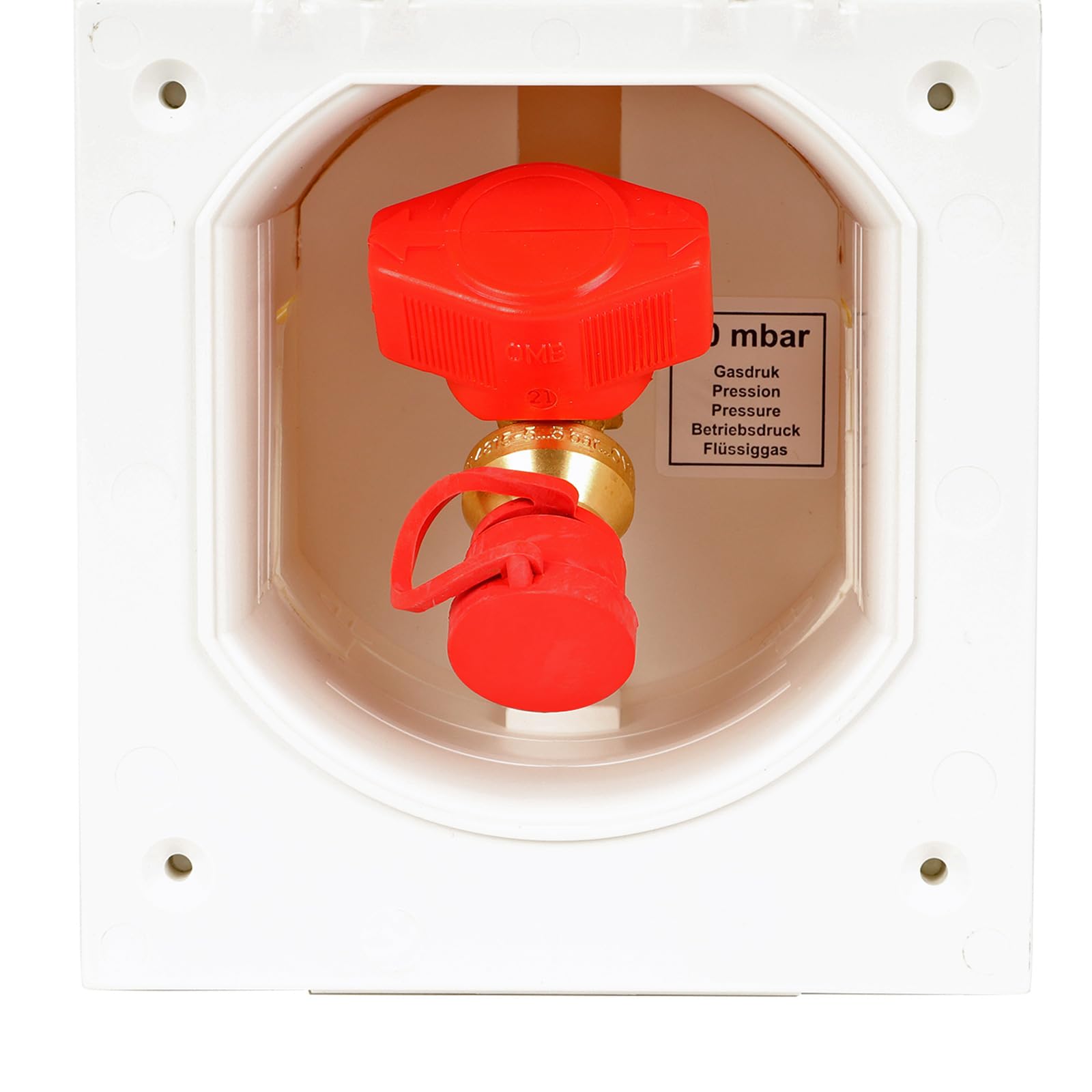 G607 - Enchufe de gas (30 mbar, llave de paso), color blanco