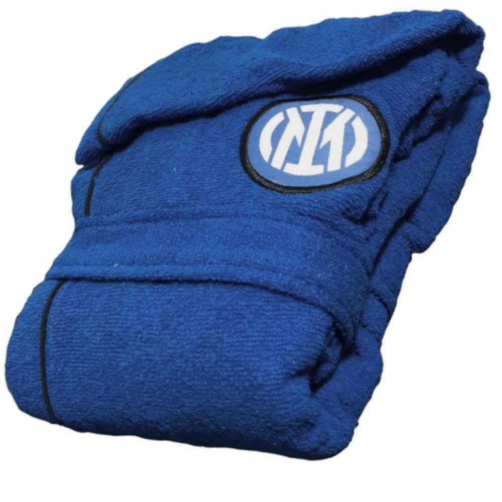 hermet Accappatoio INTER Accappatoi Uomo con Cappuccio FC INTERNAZIONALE Calcio bagno Piscina Mare Personalizzabile con Nome Ricamato PS 02196-RIC