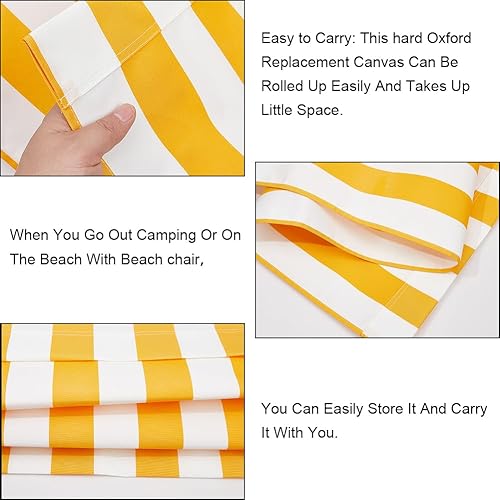 Miniatura 6 de GORGECRAFT Silla de playa de 44 x 17 pulgadas, lona de repuesto de 0.039 pulgadas de grosor, rayas amarillas y blancas, muebles de exterior, silla