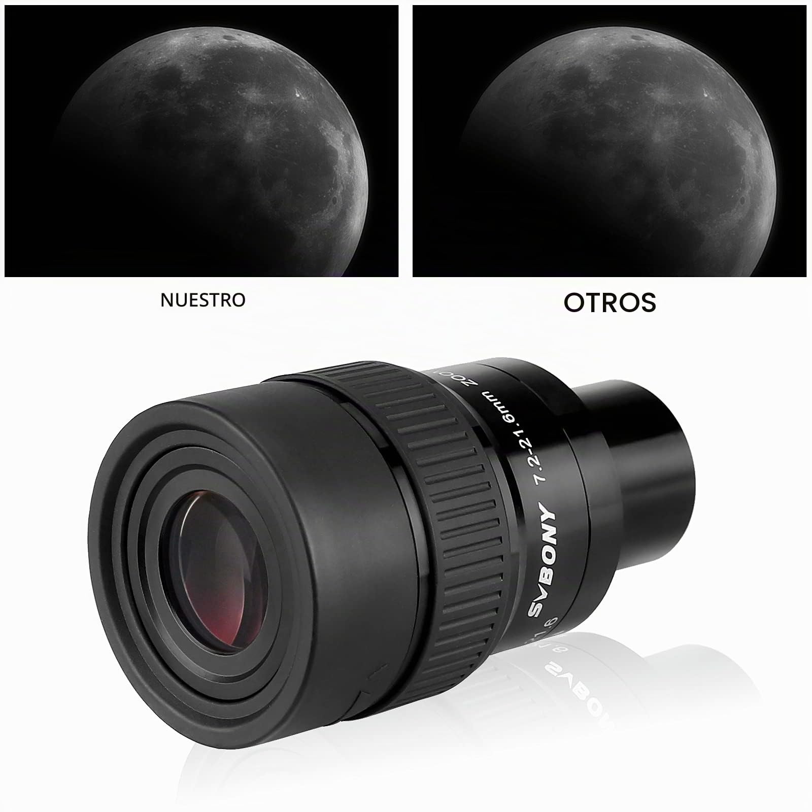 Svbony SV191 Telescopio Ocular Zoom 7.2-21.6mm, Parfocal 1.25 FMC Ocular | FMC Astronómico Super Gran Angular Telescopio Ocular, para Telescopio Astronómico