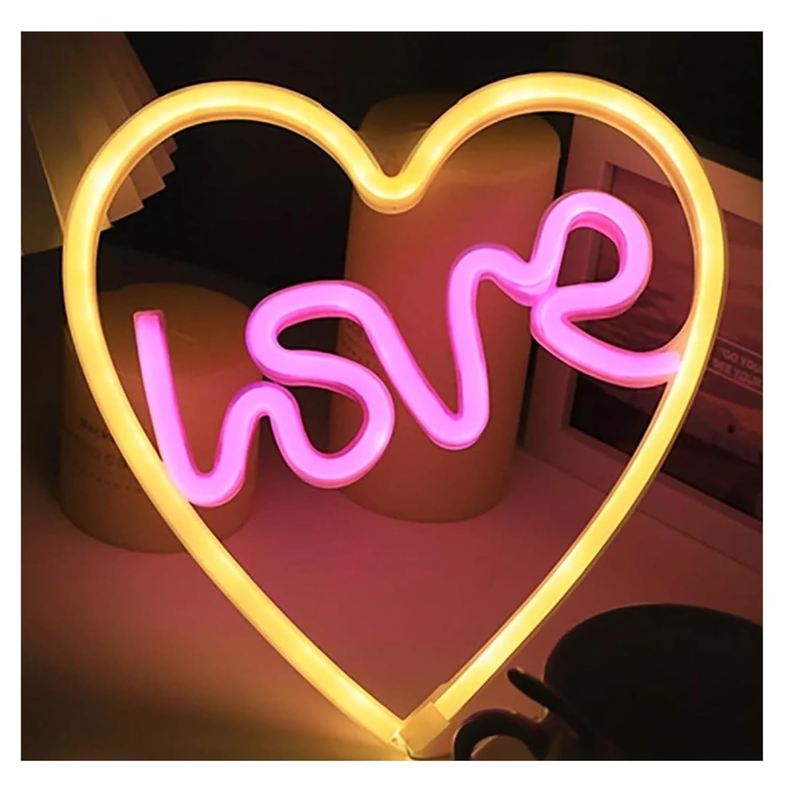 Zynther Neon lamp Soothing Atmosphere Neon Sign Lamp Heart Shaped with Love Light for Valentine's Day, Engagement(B)