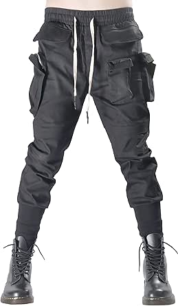 MOKEWEN Men's Techwear Cargo Jogger Pants - Urban Streetwear Hip Hop Pants With Multiple Pockets & Armor Design