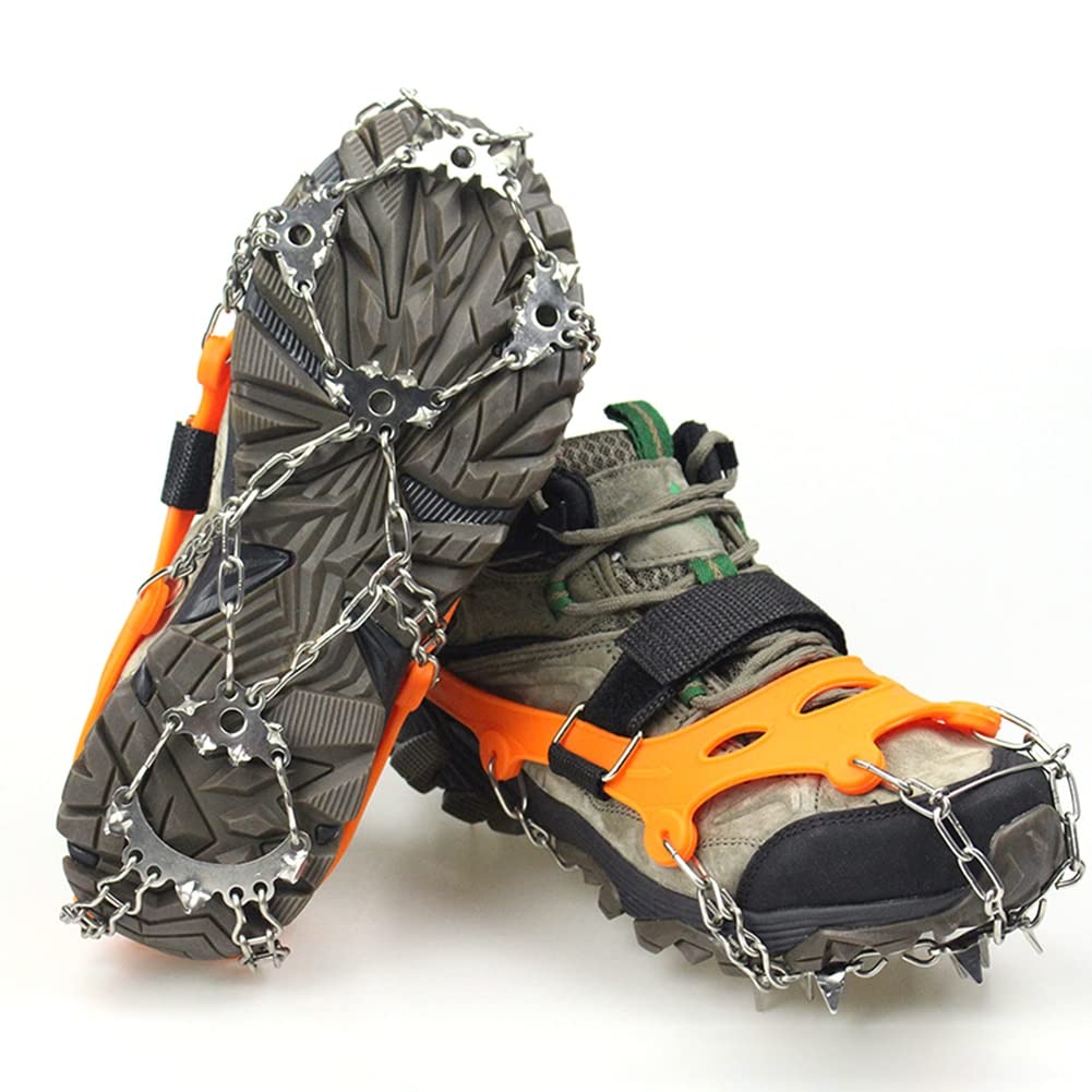 Crampons de Glace 2pcs 23 Dents en Acier Inoxydable Griffe de Glace Anti-dérapoir Crampons Gripper en Acier Inoxydable poignées antidérapantes (Color : Black M)