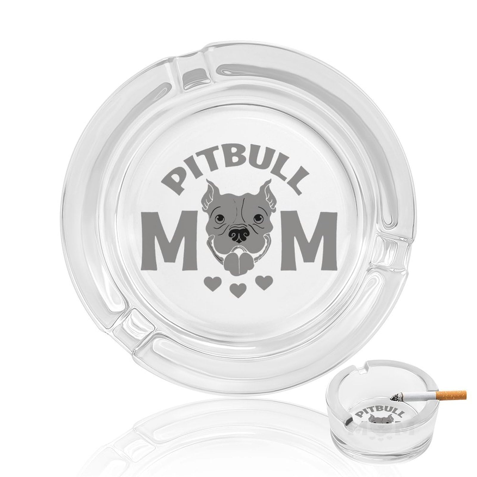 Pitbulls-Mom Ashtray Portable Round Glass Outdoor Ash Tray for Home Office Garden Pub