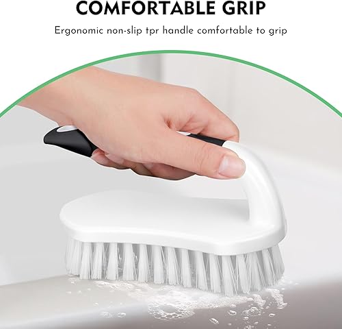 Miniatura 3 de SetSail Cepillo para fregar con cerdas rígidas, cepillo de limpieza para ducha, baño, alfombra, cocina y bañera, paquete de 2 unidades, color gris