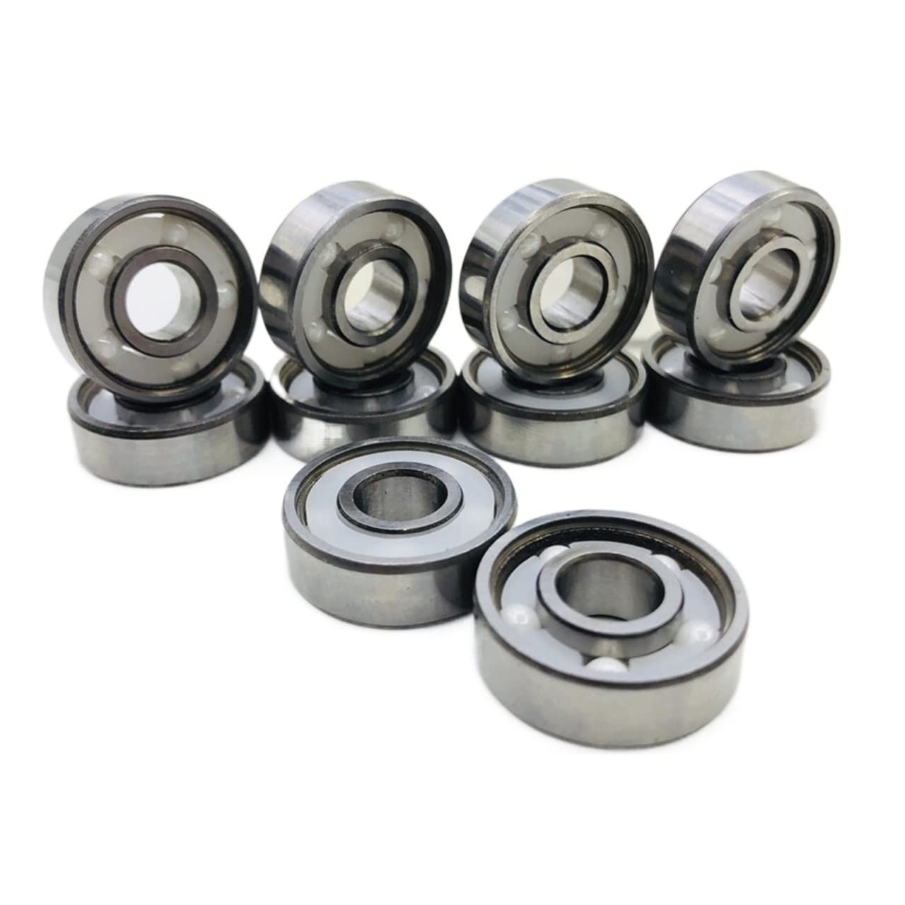 SUOFEILAIMU 608 ABEC-11 Ceramic 5 Balls Bearing for Skateboard Inline Skate Longboard Roller Skates Stable Ceramic Skate Bearings (Color : 8pcs)