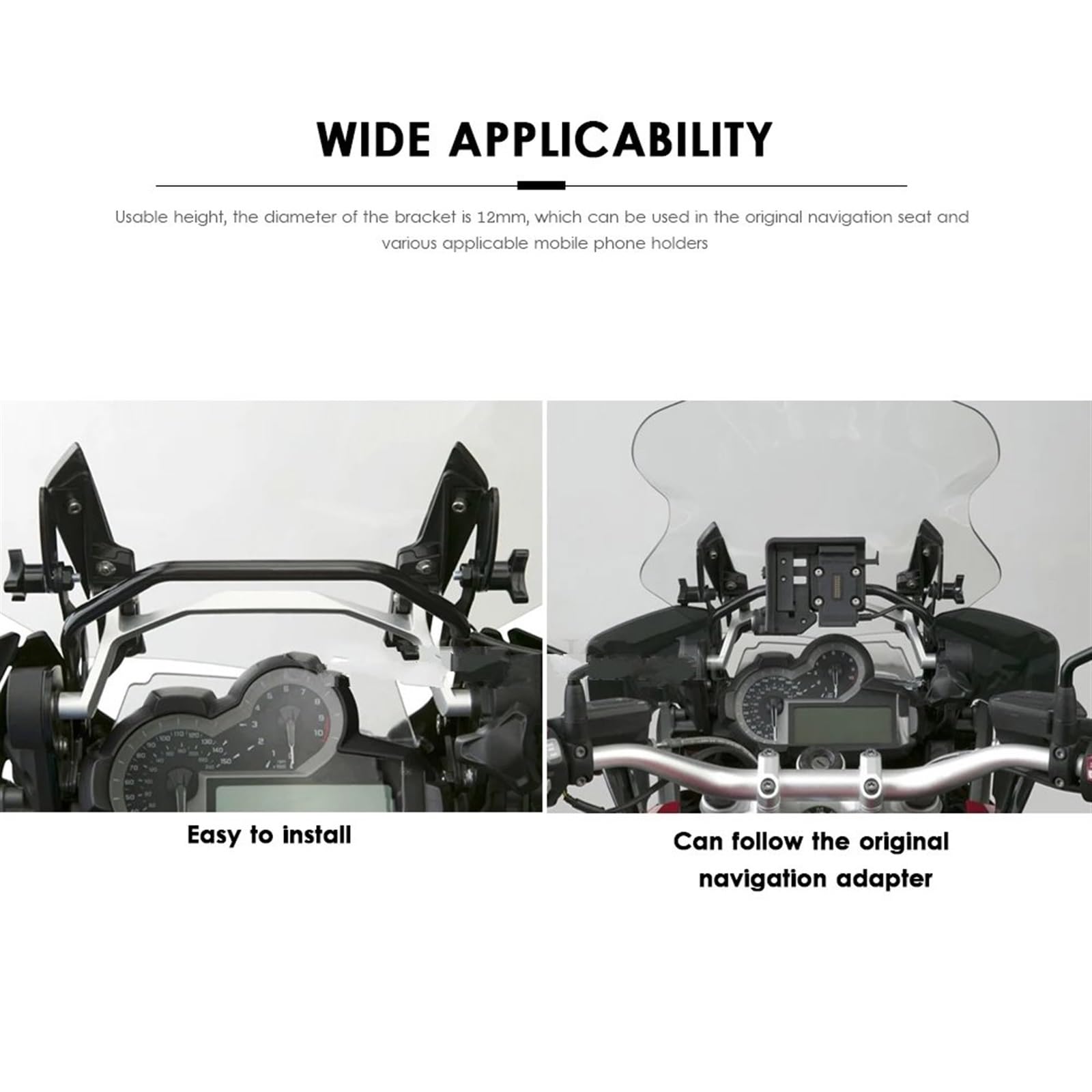 Support Téléphone Moto Pour BMW R 1200 GS LC Pour ADV R1250 GS Pour Adventure R1200GS R1250GS Moto Téléphone Portable GPS Support Navigation Support 12MM Convient Support Guidonavec Avec(Combination)