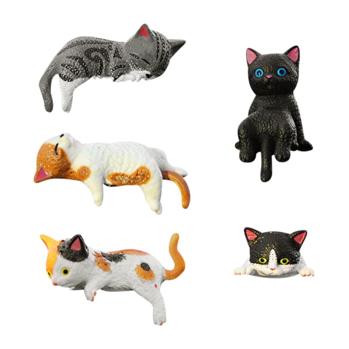 Lotsdonxia 5 Pcs Mini Cat Figurines, Realistic Resin Cat Dolls, Adorable Miniature Display Decor, Desk Office Car Interior Accessories
