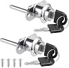 2PCS Filing Drawer Lock with Keys, Cabinet Cam Piston Locks for Desk Cupboard Wardrobe Furniture File Plunger Door Lock Locke，Diameter 16mm, Length 60mm Silver