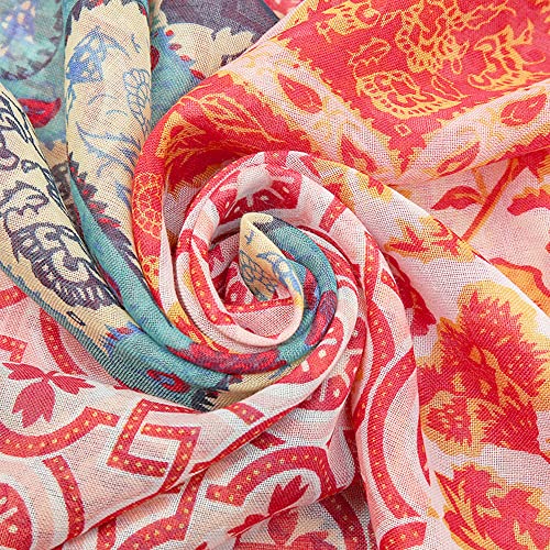Lobagve Boho Scarf For Women Lightweight Ethnic Style Floral Printed Scarf Shawl Fringed Fashion Scarves Sunscreen Beach Shawls #TOP5