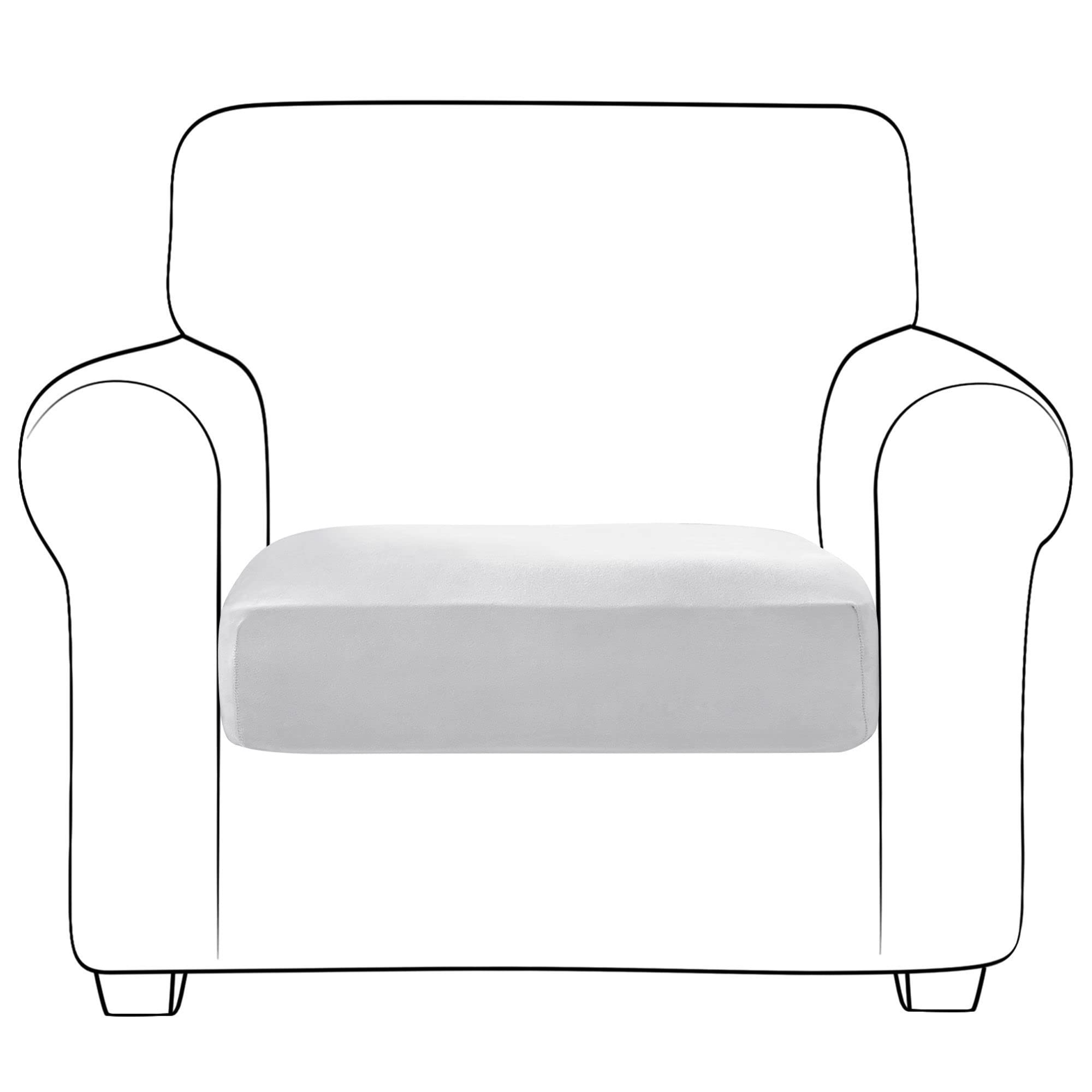 Housse de coussin en velours gris clair extensible pour canapé 1 place