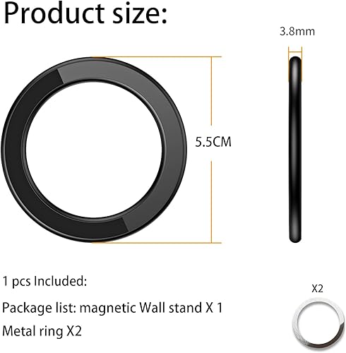 Miniatura 2 de Soporte magnético de anillo para iPhone 14, 13, 12, soporte magnético para teléfono móvil de pared, soporte magnético para teléfono de automóvil