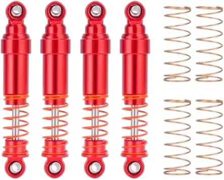 52mm Aluminum TRX4M Big Bore Shocks Absorbers Damper With Oil Filled for 1/18 RC Crawler TRX-4M Bronco Defender Upgrade Parts Red 4Pcs