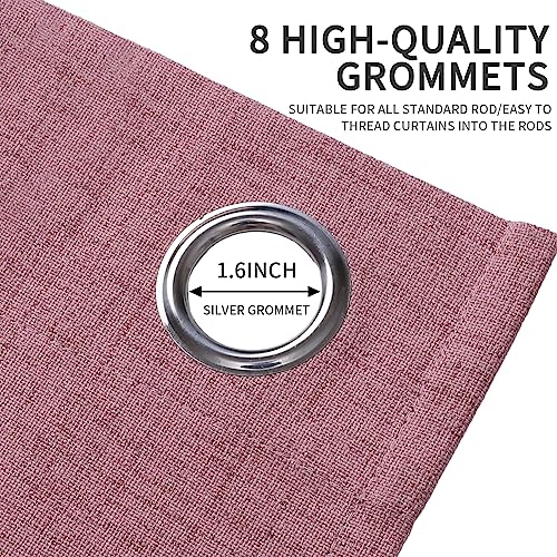 Joydeco JD21002 Pink Blackout Curtains For Nursery Girls Bedroom, 63 Inches Long 2 Panels Thermal Insulated Burlap Linen Curtains thumb #4