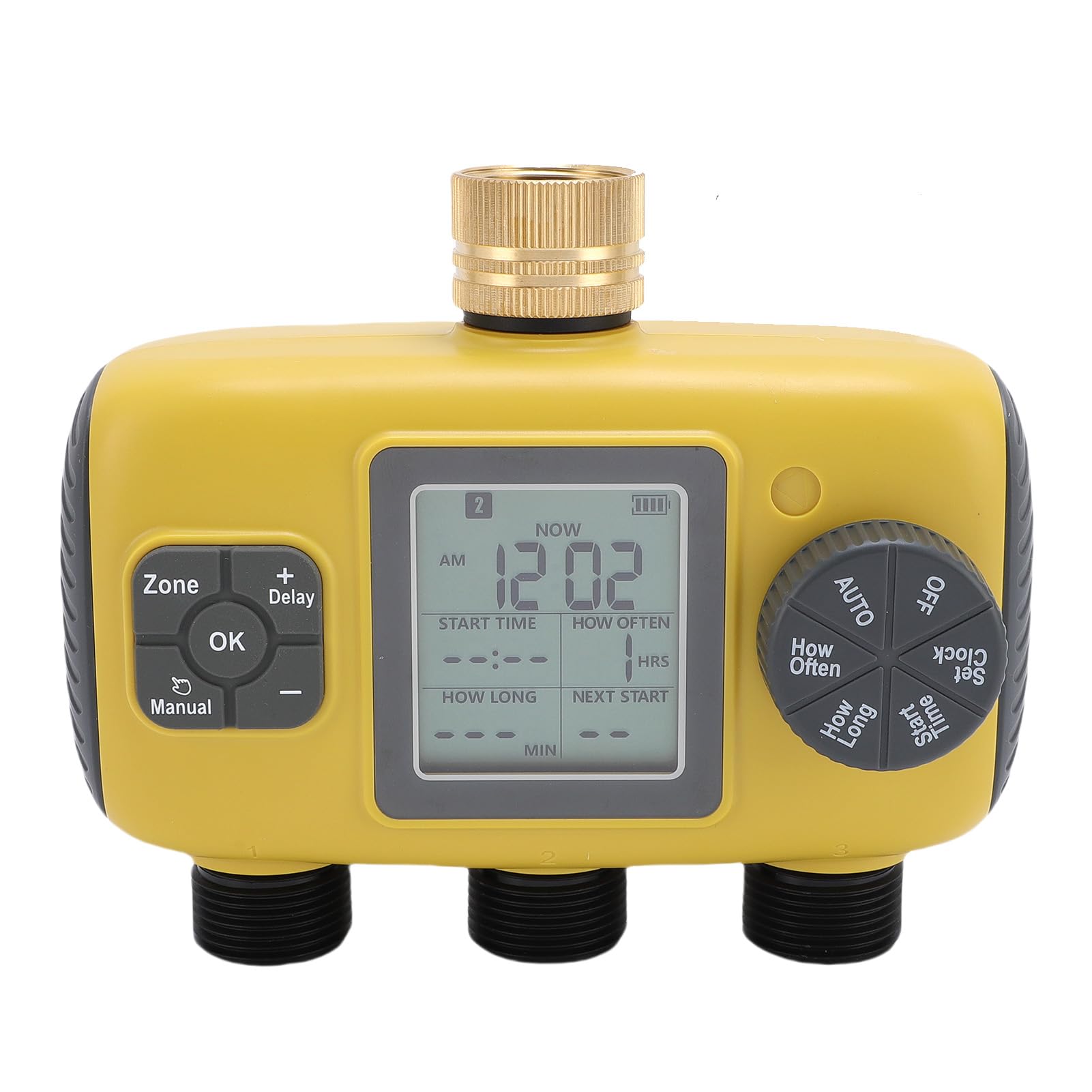 Jiawu Temporizzatore per Irrigazione, Programmatore per Irrigazione con Ritardo Pioggia Programmabile a 3 Zone, Timer per Tubo con Display LCD Impermeabile e Pressione dell'acqua da 7,25-116 PSI per