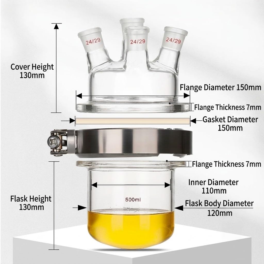Laboratoryjny Zestaw Reaktora Szklanego 24/29-4 Szyjek 500ml