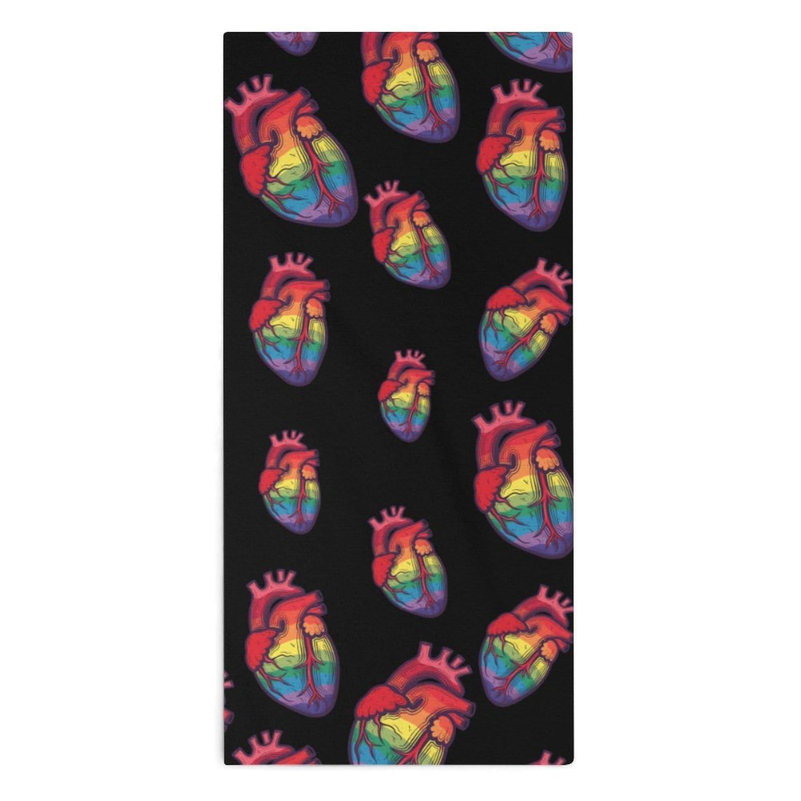 TXFBTRFSA Anatomical Rainbow Heart Gay LGBT Nurse Hand Towels for Adult Face Towel Bath Beach Swim Accessories