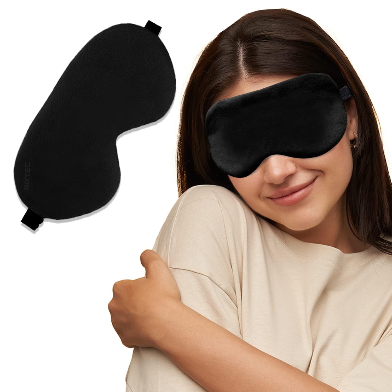 BATTLELAND Eye Mask for Sleeping with Adjustable Strap Super Soft Sleeping Mask Blind Fold for Comfortable Sleep Travelling Sleep Mask Pad for Girls - Black, Silk (PACK OF 1)