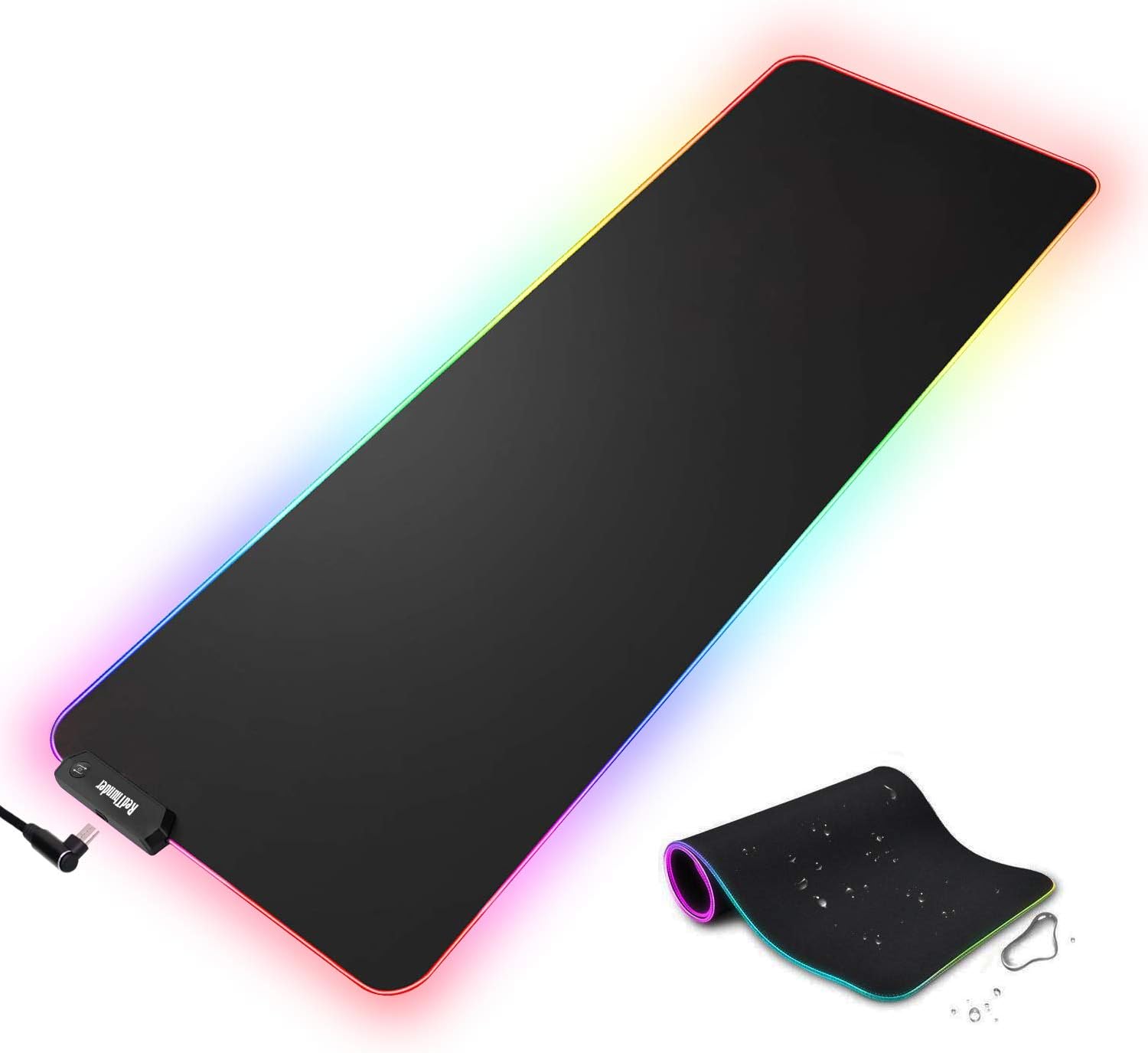 RedThunder RGB Gaming Mouse Mat Pad Large Thick(800×300×4mm) XXXL Led Illuminated Extended Mousepad with Non-Slip Rubber Base, Soft Computer Keyboard Mice Mat for Mac, PC, Laptop, Desktop