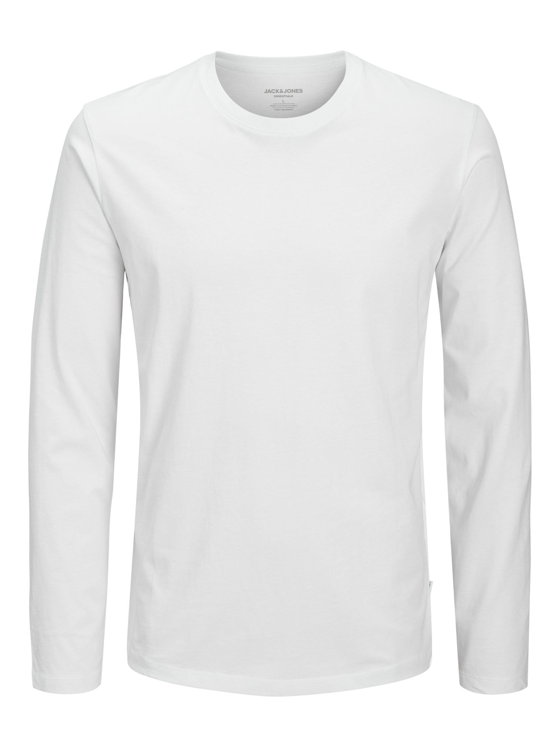 JACK & JONES Jjeorganic Basic Tee LS O-Neck Noos, White, M