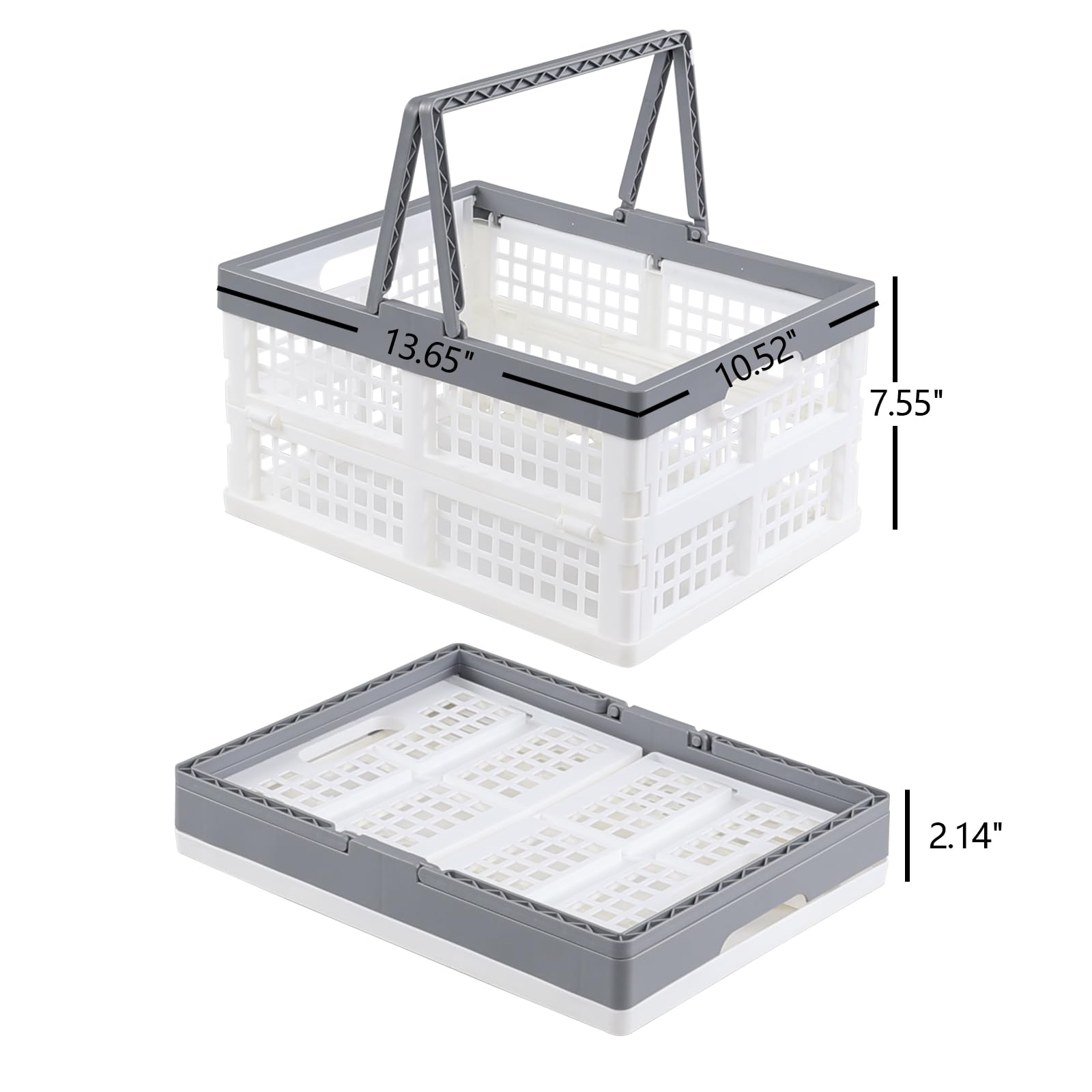 Uumitty 2 Packs Plastic Collapsible Storage Crates with Handles, 15 L Folding Shopping Storage Baskets