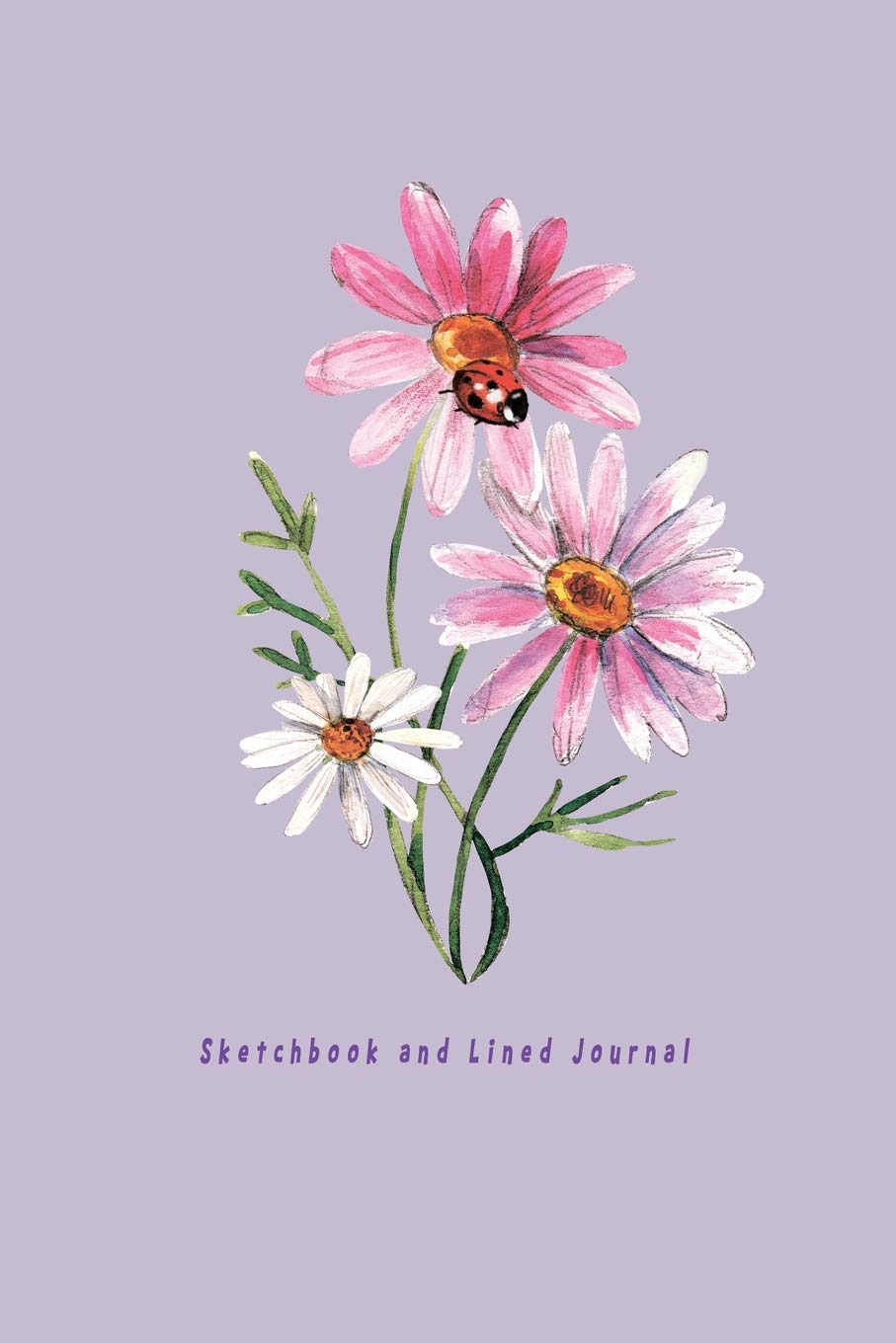 Sketchbook and Lined Journal: Violet Flower Cover Dual Design Alternating Half College Ruled Half Blank Creative Sketchbook with Lined Pages Drawing or Doodling & Writing Journal Notebook Organizer