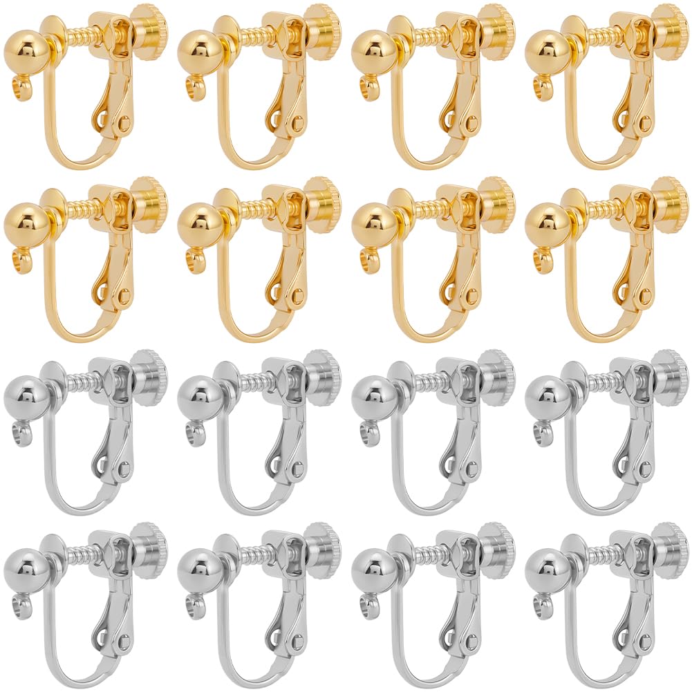 Oreilles non percées : composants de boucles d'oreilles à clip dorés 18 carats
