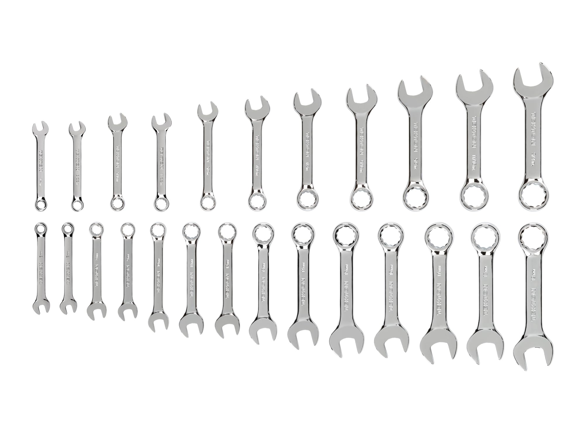 TEKTON Stubby Combination Wrench Set, 25-Piece (1/4-3/4 in., 6-19 mm) | WCB90403