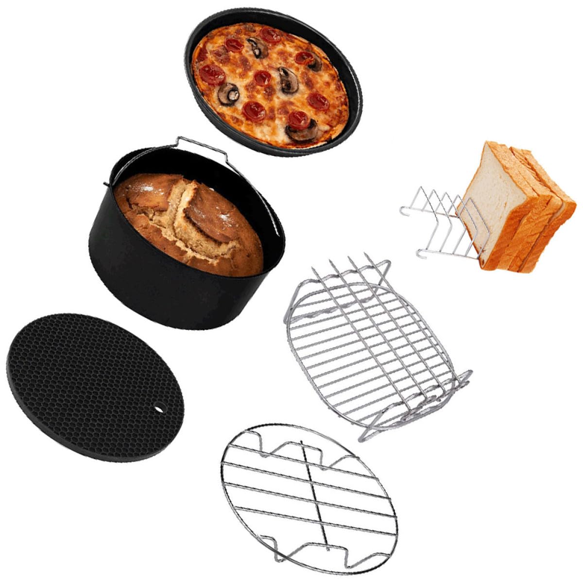 CANIGHT Backform und Einfacher Reinigung aus Edelstahl für Heißluftfritteuse 6 Stück Küchenzubehör mit Dickem Festem Material für Vielseitiges Kochen