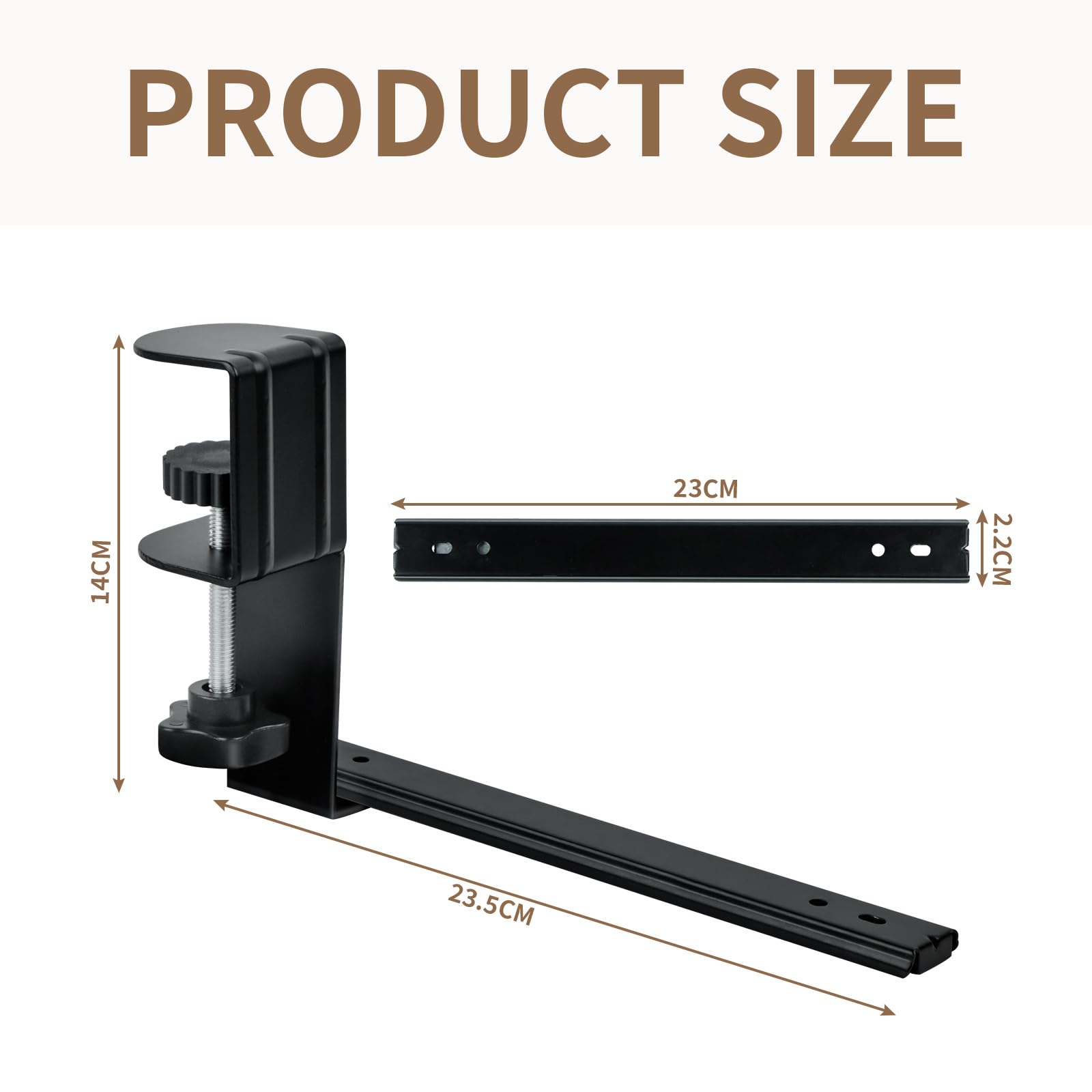 Porta Tastiera Estraibile, Supporto Tastiera Pc con Morsetto C di Grandi Dimensioni, Vassoio per Tastiera Allungabile e Silenzioso per L'Ufficio, 235mm X 140mm (Nero)