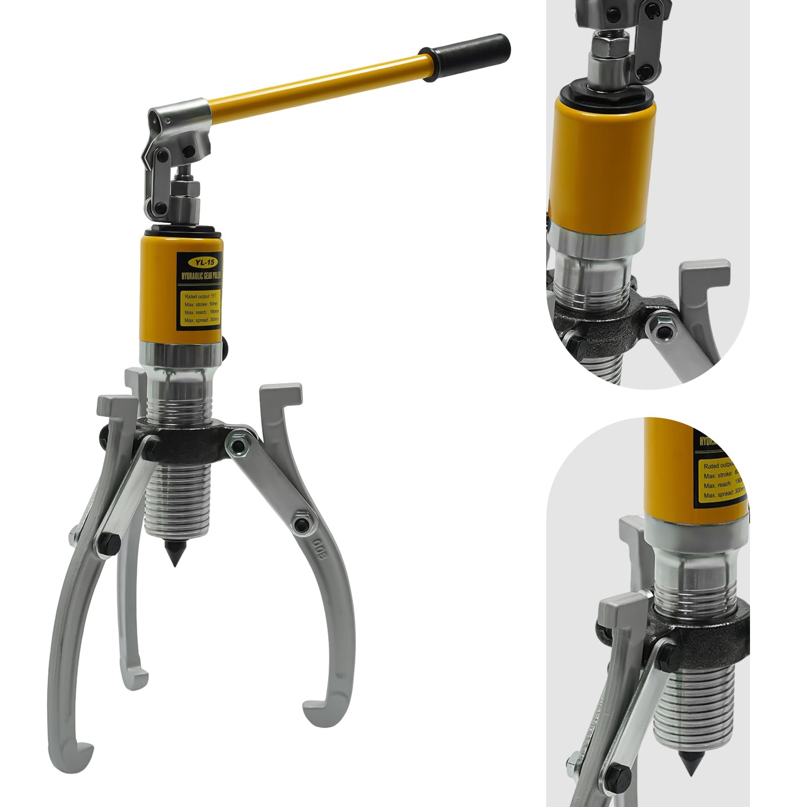 15T - Extractor hidráulico hidráulico de cojinetes, juego de extractor de cubos, 15 toneladas de fuerza de tracción profesional para poleas, engranajes y cojinetes, bridas, robusto kit de extractor de