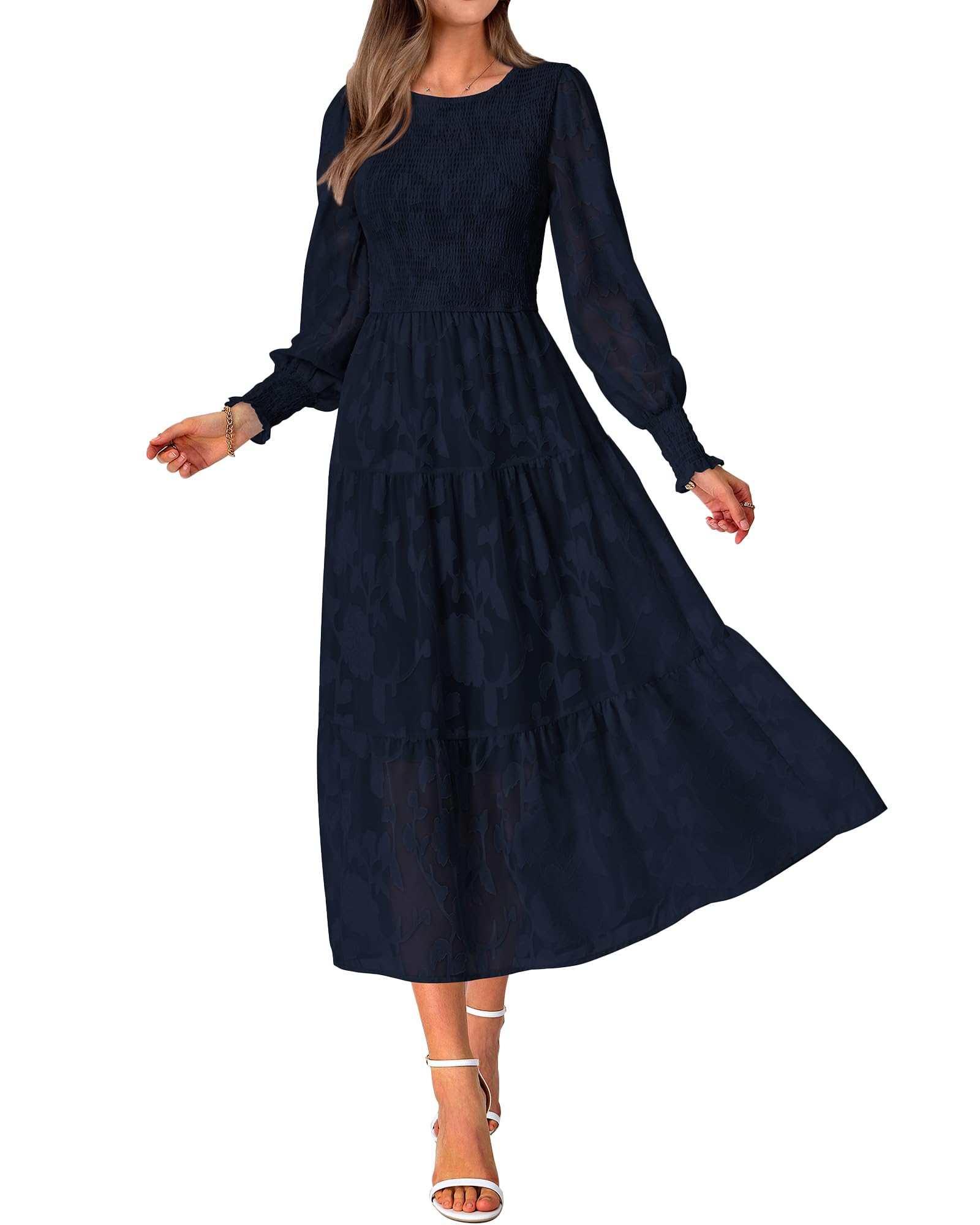 BTFBM Wedding Guest Dresses for Women Spring Fashion 2026 Casual Long Sleeve Floral Maxi Boho Homecoming Dress