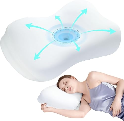 Miniatura 1 de Sleep Pillow - Almohada ergonómica con diseño de contorno refrescante, almohadas de espuma viscoelástica para soporte de cuello, dormir de lado y